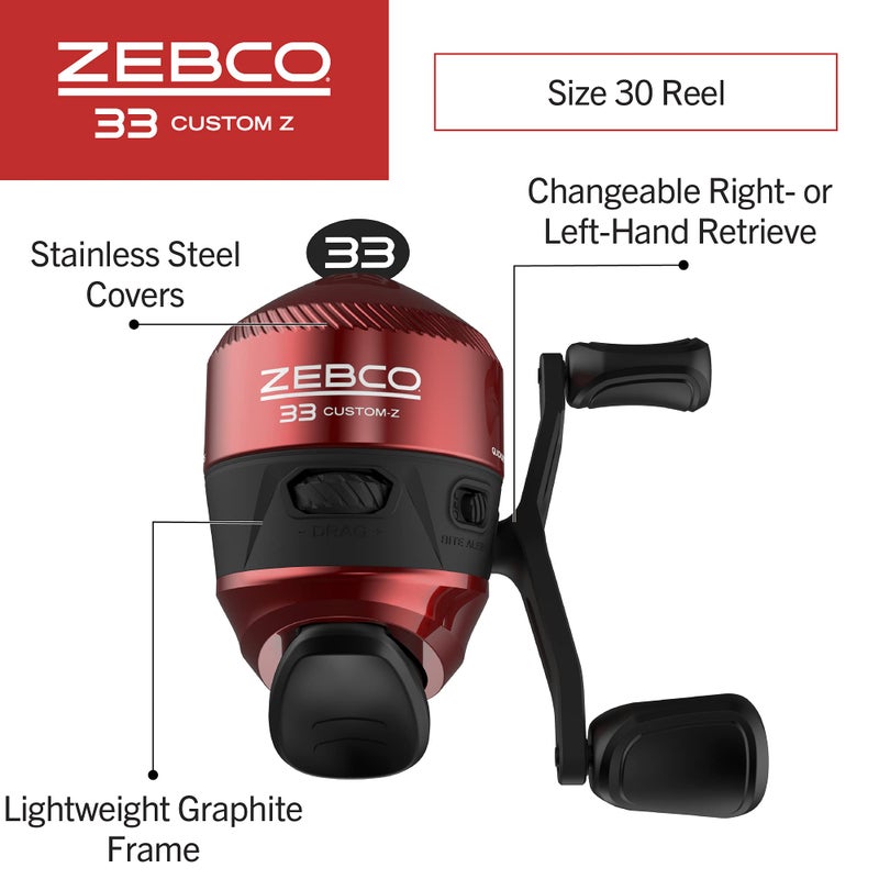 Zebco 33 Custom Z Spincast Reel and Fishing Rod Combo, 6-Foot 2-Piece Fiberglass Rod with EVA Handle, Quickset Anti-Reverse Fishing Reel with Bite Alert, Red, 30 - Image 3